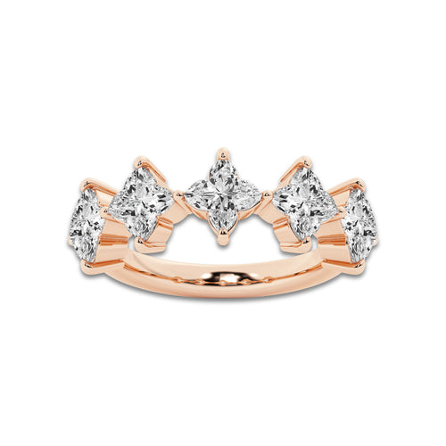 3 ctw Flower Lab Grown Diamond Five Stone Anniversary Band 14K Rose Gold, DE, VS1