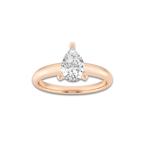 1.50 ctw Pear Lab-Grown Diamond Minimalist Engagement Ring in 14K Rose Gold for Women | D Color, VVS1 Clarity, IGI Certified