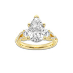 5.61 ctw Pear Lab-Grown Diamond Side Stone Engagement Ring in 14K Yellow Gold for Women | Colorless D, VVS1 Clarity, IGI Certified 5.00 ct Center Diamond