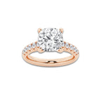 4.43 ctw Cushion Lab-Grown Diamond Pave Engagement Ring in 14K Rose Gold for Women | D Color, VVS1 Clarity, IGI Certified 4.00 ct Center Diamond
