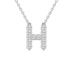 2/5 ctw Round Lab Grown Diamond Initial H Personalized Pendant 14K White Gold, DE, VS1