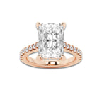 4.35 ctw Radiant Lab-Grown Diamond Hidden Halo Side Stone Engagement Ring in 18K Rose Gold for Women | Colorless D, VVS1 Clarity, IGI Certified 4.00 ct Center Diamond