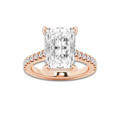 4.35 ctw Radiant Lab-Grown Diamond Hidden Halo Side Stone Engagement Ring in 18K Rose Gold for Women | Colorless D, VVS1 Clarity, IGI Certified 4.00 ct Center Diamond