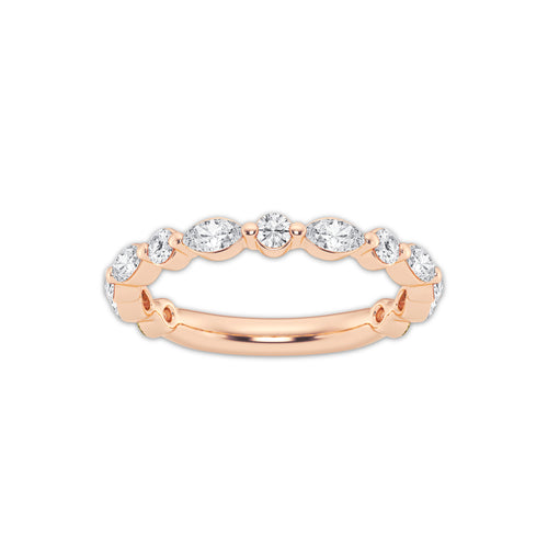 Maxine 5/8 ctw Round and Marquise Lab Grown Diamond Floating Wedding Band 14K Rose Gold, DE, VS1