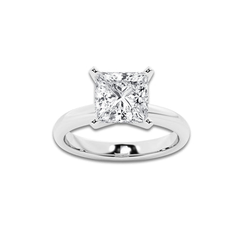 4.00 ctw Princess Lab-Grown Diamond Minimalist Engagement Ring in Platinum for Women | E Color, VS1 Clarity, IGI Certified