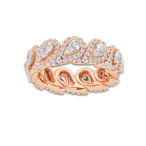 Mercy 2 ctw Pear Lab Grown Diamond Halo Eternity Band 14K Rose Gold, DE, VS1