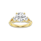 7.61 ctw Round Lab-Grown Diamond Side Stone Engagement Ring in 14K Yellow Gold for Women | Colorless E, VS1 Clarity, IGI Certified 7.00 ct Center Diamond