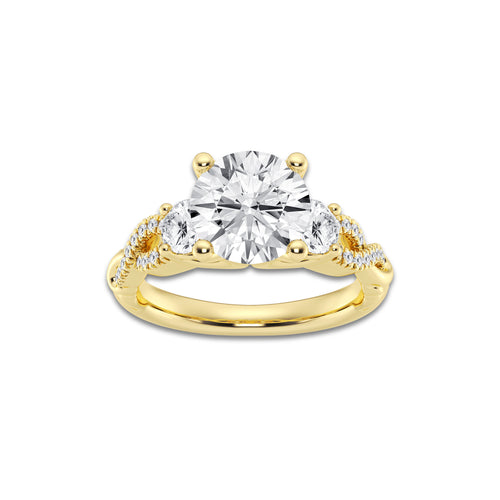 7.61 ctw Round Lab-Grown Diamond Side Stone Engagement Ring in 14K Yellow Gold for Women | Colorless E, VS1 Clarity, IGI Certified 7.00 ct Center Diamond