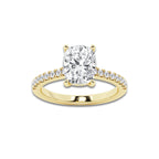 2.78 ctw Elongated Cushion Lab-Grown Diamond Hidden Halo Side Stone Engagement Ring in 18K Yellow Gold for Women | Colorless D, VVS1 Clarity, IGI Certified 2.50 ct Center Diamond