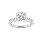 3.04 ctw Cushion Lab-Grown Diamond Side Stone Engagement Ring in 14K White Gold for Women | Colorless E, VS1 Clarity, IGI Certified 2.50 Ct Center Diamond