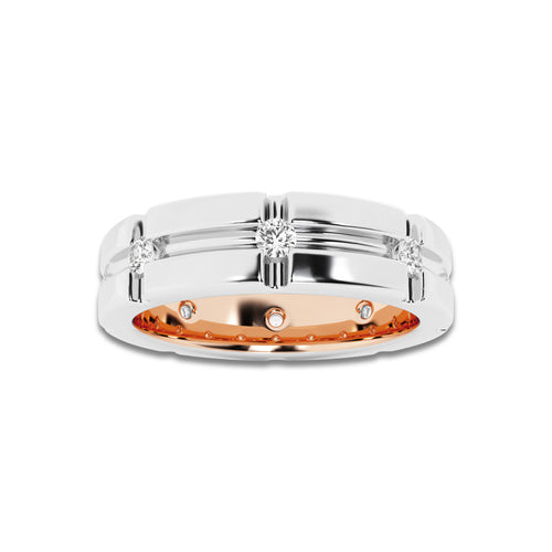 1/2 ctw Round Lab Grown Diamond Men's Wedding Band 14K Two-Tone White & Rose Gold, DE, VS1