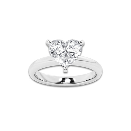 2.50 ctw Heart Lab-Grown Diamond Minimalist Engagement Ring in Platinum for Women | E Color, VS1 Clarity, IGI Certified