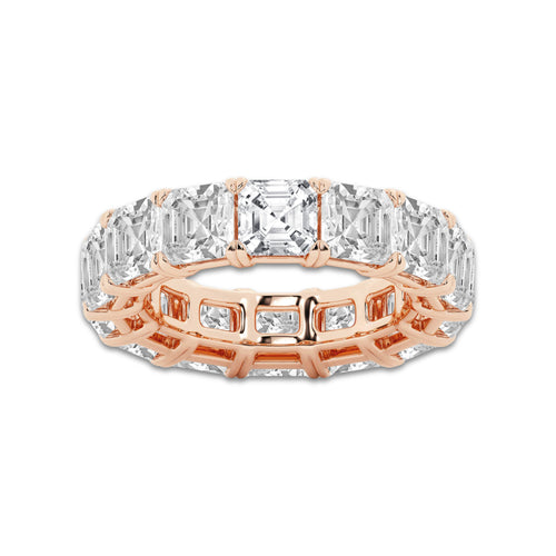 Eden 12 ctw Asscher Lab Grown Diamond Cut Luxe Eternity Band - 5.4mm Width 14K Rose Gold, DE, VS1