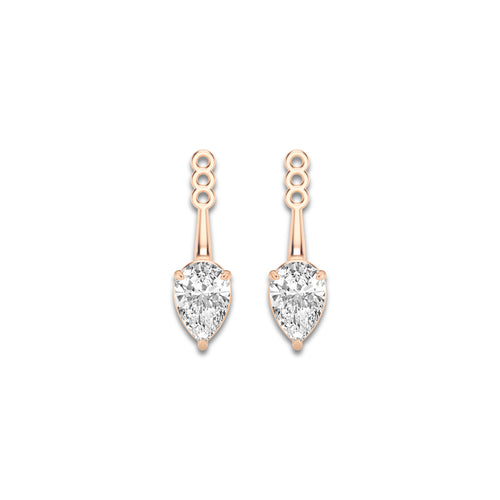 1 1/2 ctw Pear Lab Grown Diamond Drop Earring Jackets 14K Rose Gold, E, VS1