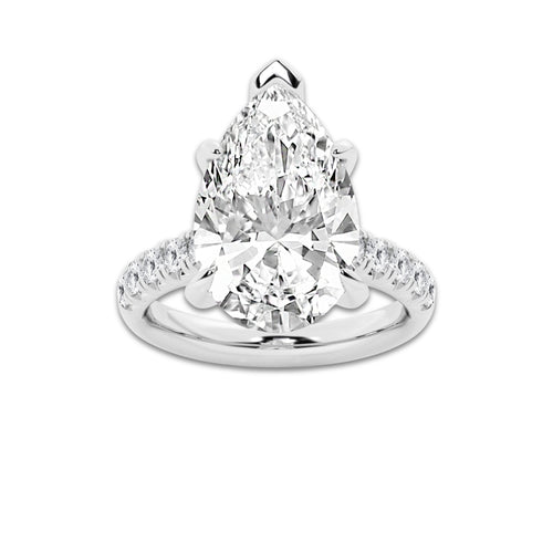 8.55 ctw Pear Lab-Grown Diamond Pave Engagement Ring in Platinum for Women | D Color, VVS1 Clarity, IGI Certified 8.00 ct Center Diamond