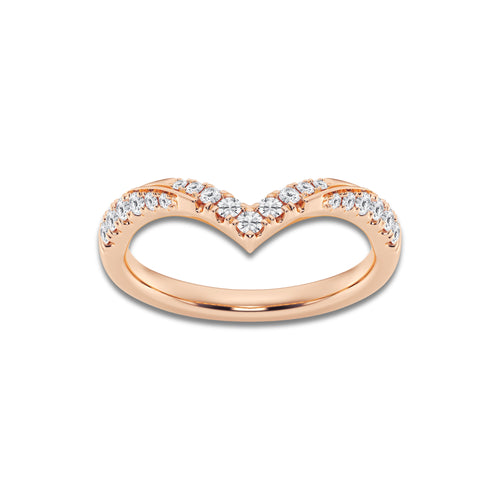 Arden 1/4 ctw Round Lab Grown Diamond Ribbon Curve Stackable Ring 14K Rose Gold, DE, VS1