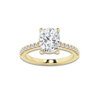 2.78 ctw Elongated Cushion Lab-Grown Diamond Hidden Halo Side Stone Engagement Ring in 18K Yellow Gold for Women | Colorless E, VS1 Clarity, IGI Certified 2.50 ct Center Diamond
