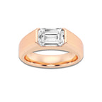 3 ctw Emerald Lab Grown Diamond Half Bezel Men's Solitaire Brushed Finish Wedding Band 14K Rose Gold, DE, VS1 | IGI Certified, 3 ct Center