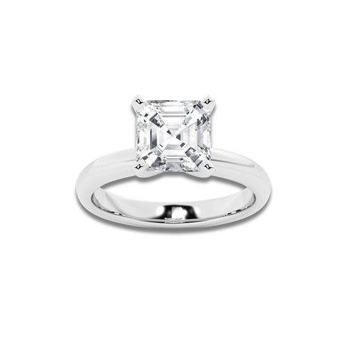 4.00 ctw Asscher Lab-Grown Diamond Minimalist Engagement Ring in Platinum for Women | D Color, VVS1 Clarity, IGI Certified