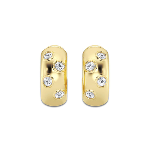2 ctw Round Lab Grown Diamond Huggie Hoop Earrings 14K Yellow Gold, DE, VS1