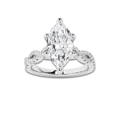 3.79 ctw Marquise Lab-Grown Diamond Twisted Shank Engagement Ring in Platinum for Women | D Color, VVS1 Clarity, IGI Certified 3.50 ct Center Diamond