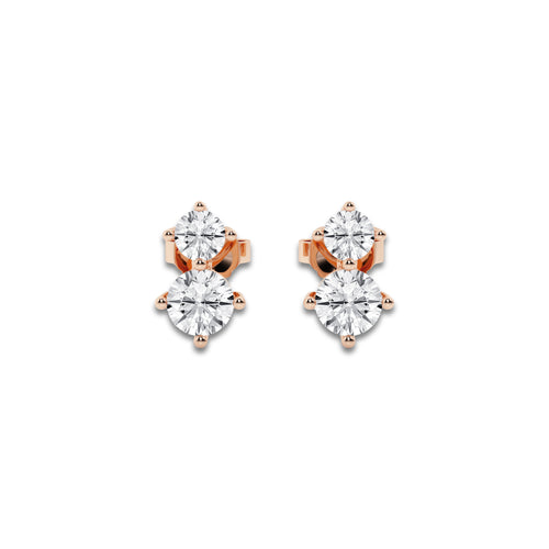 1 ctw Round Lab Grown Diamond Two Stone Earrings 14K Rose Gold, DE, VS1