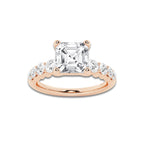 3.04 ctw Asscher Lab-Grown Diamond Side Stone Engagement Ring in 14K Yellow Gold for Women | Colorless D, VVS1 Clarity, IGI Certified 2.50 Ct Center Diamond