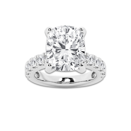 9.00 ctw Elongated Cushion Lab-Grown Diamond Split-Prong Set Side Stone Engagement Ring in Platinum for Women | Colorless E, VS1 Clarity, IGI Certified 8.00 ct Center Diamond