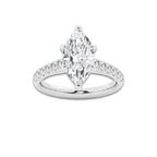 2.90 ctw Marquise Lab-Grown Diamond Pave Engagement Ring in 14K White Gold for Women | E Color, VS1 Clarity, IGI Certified 2.50 ct Center Diamond