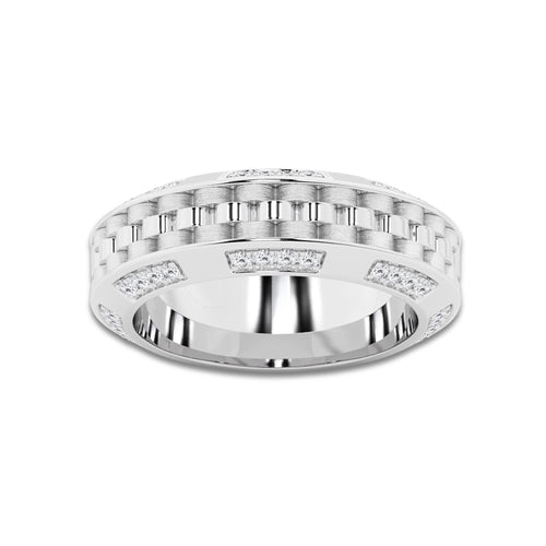 Elsa 1/2 ctw Round Lab Grown Diamond Satin Finish Eternity Band - 7mm Width 14K White Gold, DE, VS1