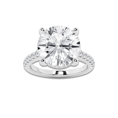8.43 ctw Round Lab-Grown Diamond Hidden Halo Side Stone Engagement Ring in Platinum for Women | Colorless D, VVS1 Clarity, IGI Certified 8.00 ct Center Diamond