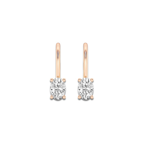 2 ctw Oval Lab Grown Diamond Earrings 14K Rose Gold, E, VS1