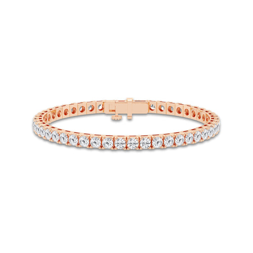 12 ctw Round Lab Grown Diamond Four-Prong Tennis Bracelet - 7.5 Inches 14K Rose Gold, DE, VS1