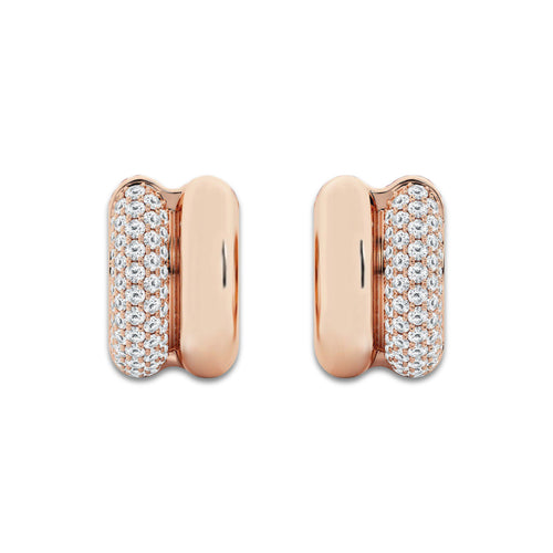 1 ctw Round Lab Grown Diamond High Polish Double Hoop Earrings 14K Rose Gold, DE, VS1