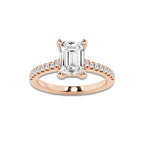 2.25 ctw Emerald Lab-Grown Diamond Hidden Halo Side Stone Engagement Ring in 18K Rose Gold for Women | Colorless E, VS1 Clarity, IGI Certified 2.00 ct Center Diamond