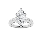 2.54 Ct Marquise Lab-Grown Diamond Half Eternity Engagement Ring in 14K White Gold for Female, Colorless (E), VS1 Clarity | IGI Certified, 2.00 Ct Center Diamond