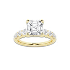 2.04 ctw Asscher Lab-Grown Diamond Side Stone Engagement Ring in 14K Yellow Gold for Women | Colorless E, VS1 Clarity, IGI Certified 1.50 Ct Center Diamond