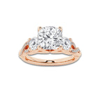 1.23 ctw Cushion Lab-Grown Diamond Side Stone Engagement Ring in 14K Rose Gold for Women | Colorless E, VS1 Clarity, IGI Certified 0.75 ct Center Diamond