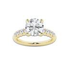 3.54 ctw Round Lab-Grown Diamond Side Stone Engagement Ring in 14K Yellow Gold for Women | Colorless D, VVS1 Clarity, IGI Certified 3.00 Ct Center Diamond