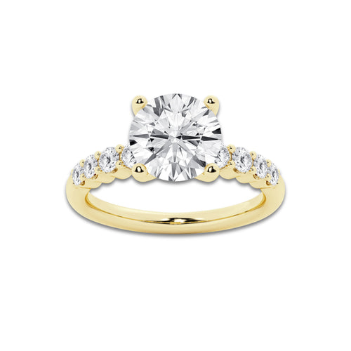 3.54 ctw Round Lab-Grown Diamond Side Stone Engagement Ring in 14K Yellow Gold for Women | Colorless D, VVS1 Clarity, IGI Certified 3.00 Ct Center Diamond