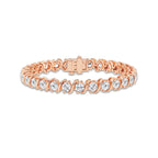 10 ctw Round Lab Grown Diamond "S" Tennis Bracelet - 6 Inches 14K Rose Gold, DE, VS1