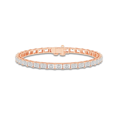 10 ctw Radiant Lab Grown Diamond East-West Tennis Bracelet - 8 Inches 14K Rose Gold, DE, VS1