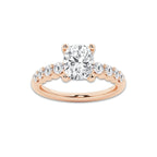 2.52 ctw Elongated Cushion Lab-Grown Diamond Side Stone Engagement Ring in 14K Rose Gold for Women | Colorless E, VS1 Clarity, IGI Certified 2.00 Ct Center Diamond
