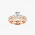 Synergy 1 3/4 ctw Oval Lab Grown Diamond Baguette and Princess Side Stone Bridal Set 14K Rose Gold, E, VS1 | IGI Certified, 1 ct Center