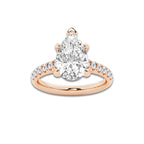 3.40 ctw Pear Lab-Grown Diamond Pave Engagement Ring in 14K Rose Gold for Women | D Color, VVS1 Clarity, IGI Certified 3.00 ct Center Diamond