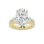 6.96 ctw Oval Lab-Grown Diamond Three Stone Double Row Engagement Ring in 14K Yellow Gold for Women | D Color, VVS1 Clarity, IGI Certified 6.00 ct Center Diamond