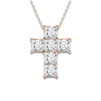 6 ctw Asscher Lab Grown Diamond Cross Pendant 14K Rose Gold, DE, VS1