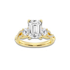 3.60 ctw Emerald Lab-Grown Diamond Side Stone Engagement Ring in 14K Yellow Gold for Women | Colorless D, VVS1 Clarity, IGI Certified 3.00 ct Center Diamond