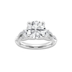 3.60 ctw Round Lab-Grown Diamond Side Stone Engagement Ring in Platinum for Women | Colorless D, VVS1 Clarity, IGI Certified 3.00 ct Center Diamond