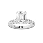 1.94 ctw Emerald Lab-Grown Diamond Twisted Band Engagement Ring in Platinum for Women | Colorless D, VVS1 Clarity, IGI Certified 1.50 ct Center Diamond